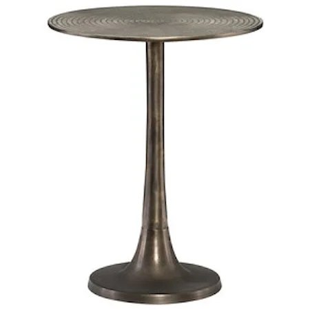 Cast Aluminum Round Chairside Table in Chiseled Antique Brass Finish
